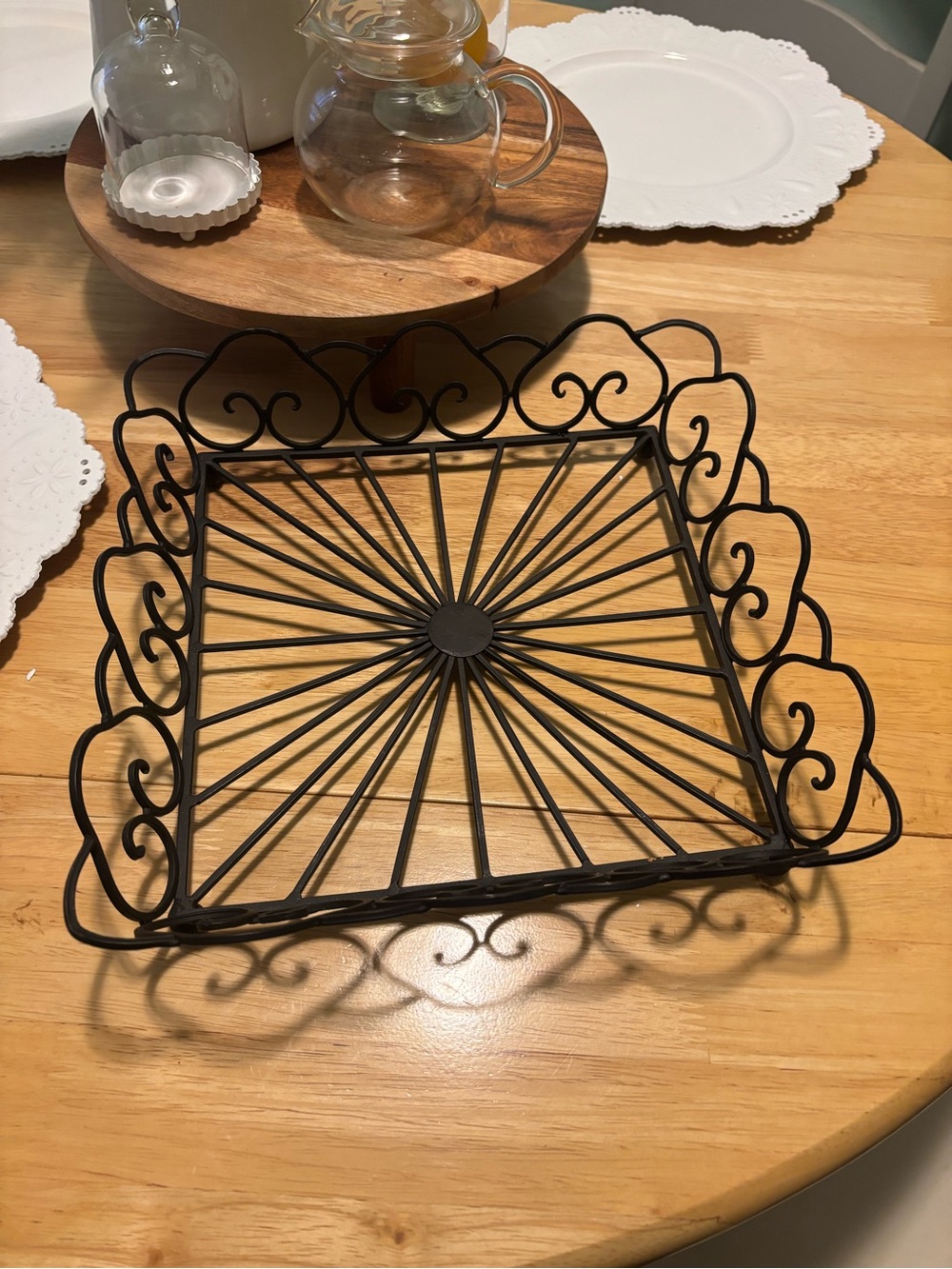 Decorative Black Metal Square Serving Tray - Black